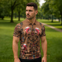 Terracotta Bird of Batik Papua Zipper Polo Shirt Exotic Natural Wealth of Papua - Polynesian Pride