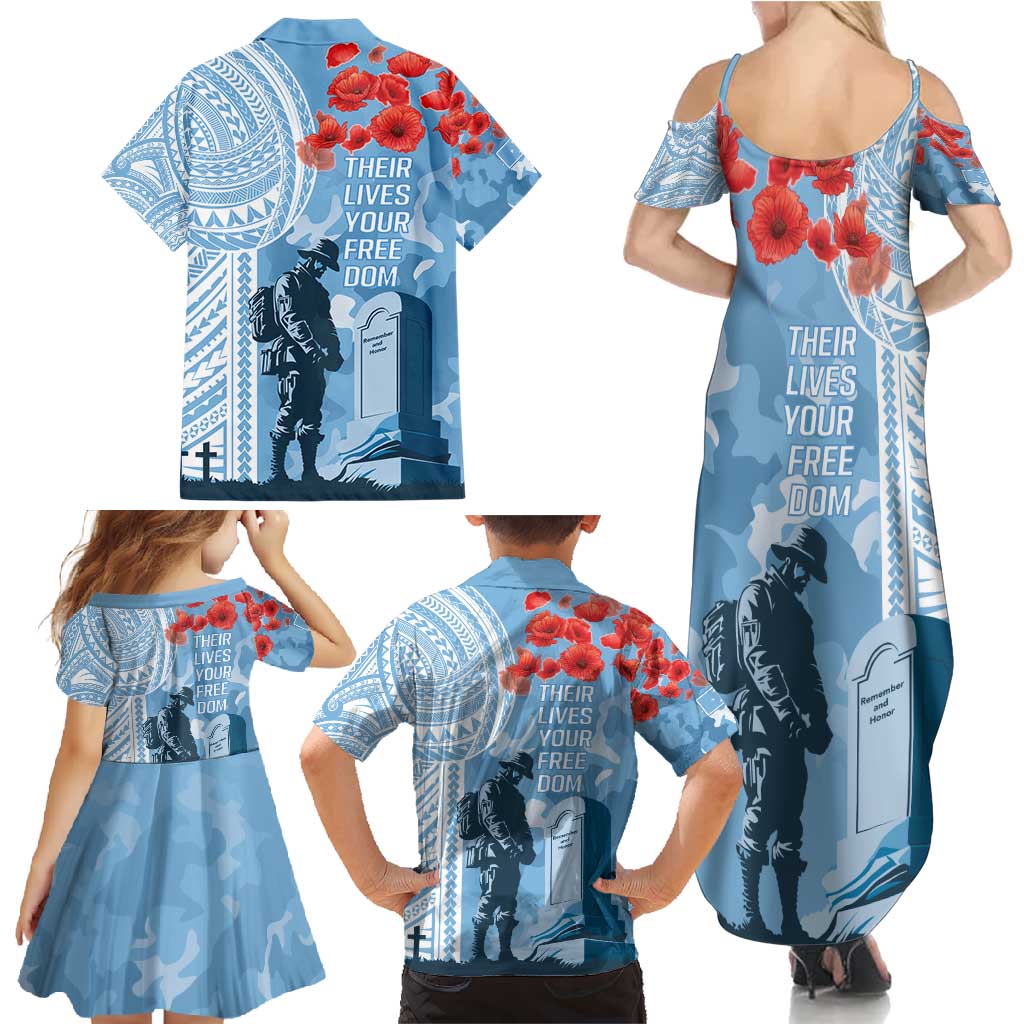 FSM Verterans Day Family Matching Summer Maxi Dress and Hawaiian Shirt Their Lives Your Freedom