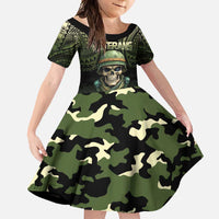 Veterans Day Family Matching Summer Maxi Dress and Hawaiian Shirt War Never Leaves A Veteran Proud Military LT9 Daughter's Dress Black - Polynesian Pride