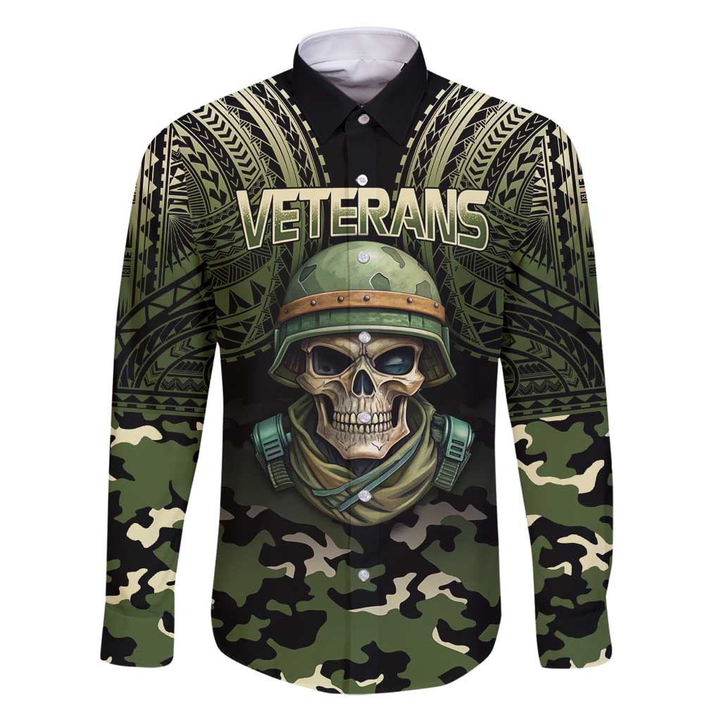 Veterans Day Family Matching Summer Maxi Dress and Hawaiian Shirt War Never Leaves A Veteran Proud Military LT9 Dad's Shirt - Long Sleeve Black - Polynesian Pride