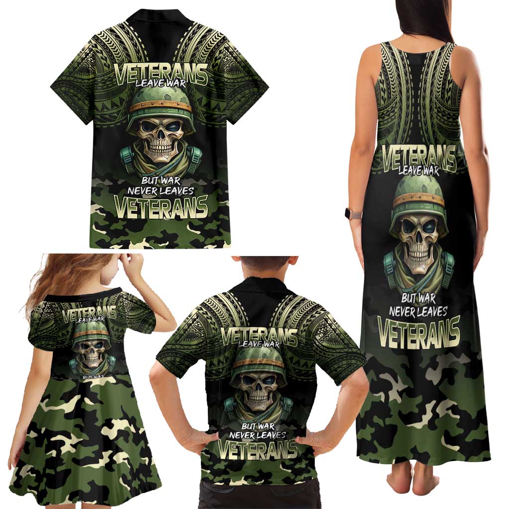 Veterans Day Family Matching Tank Maxi Dress and Hawaiian Shirt War Never Leaves A Veteran Proud Military