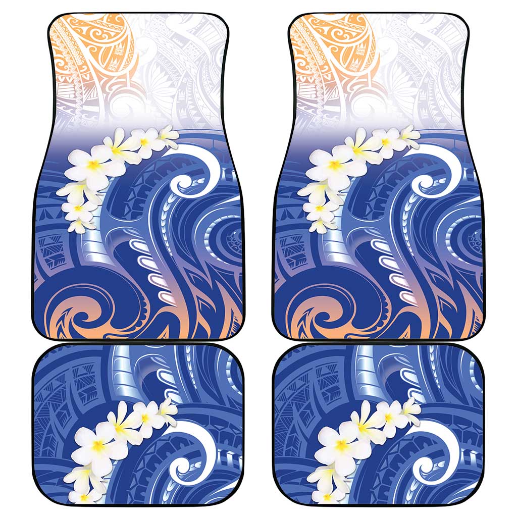 Marshall Islands Manit Day Car Mats Plumeria and Polynesian Tribal