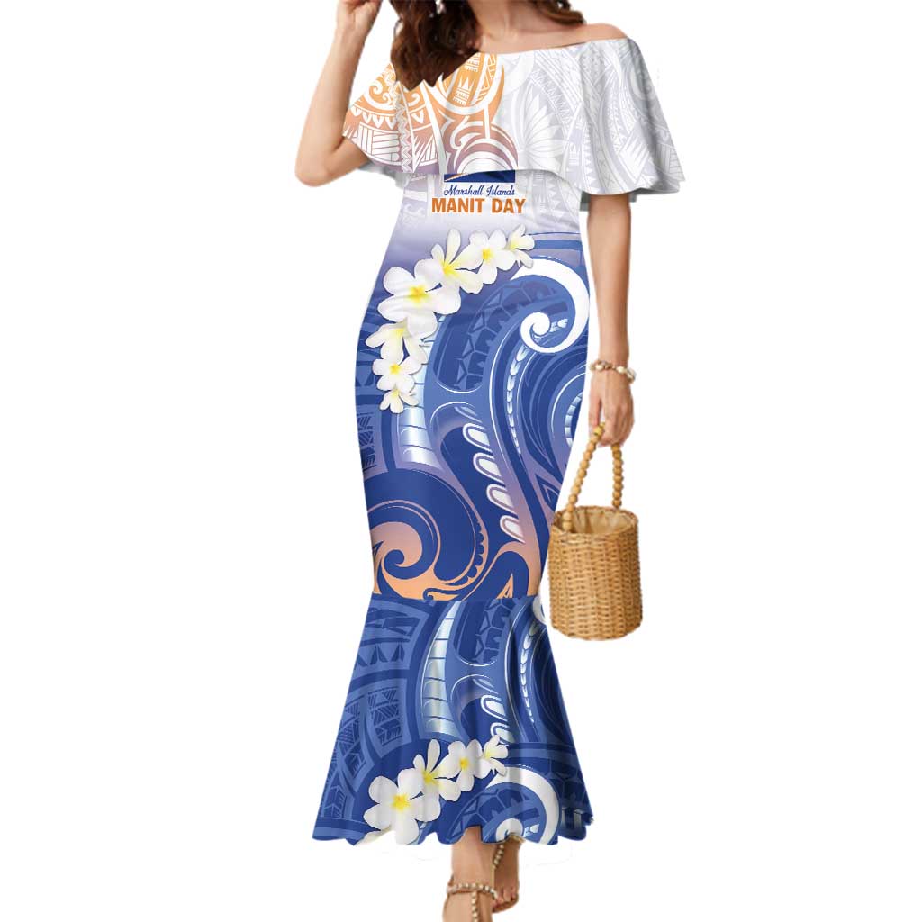 Marshall Islands Manit Day Family Matching Mermaid Dress and Hawaiian Shirt Plumeria and Polynesian Tribal