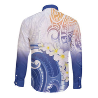 Marshall Islands Manit Day Long Sleeve Button Shirt Plumeria and Polynesian Tribal