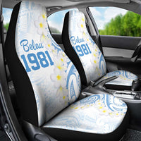 Palau 1981 Tribal Tattoo Car Seat Cover with Belau Plumeria Flowers