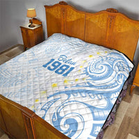 Palau 1981 Tribal Tattoo Quilt with Belau Plumeria Flowers