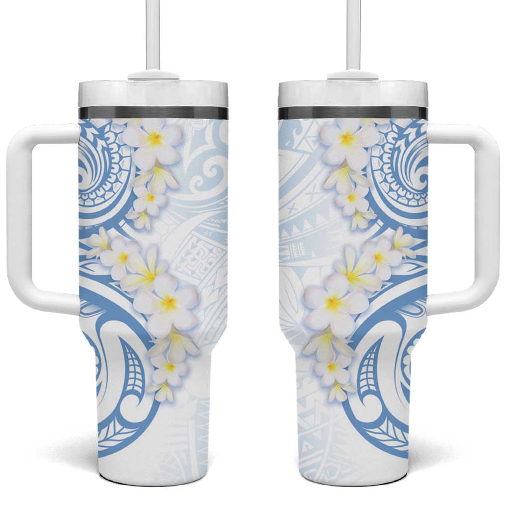 Palau 1981 Tribal Tattoo Tumbler With Handle with Belau Plumeria Flowers