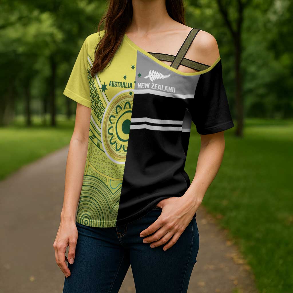 Custom Cricket AUNZ Spirit Cross Shoulder Shirt Aussie New Zealand Retro Edition - Polynesian Pride