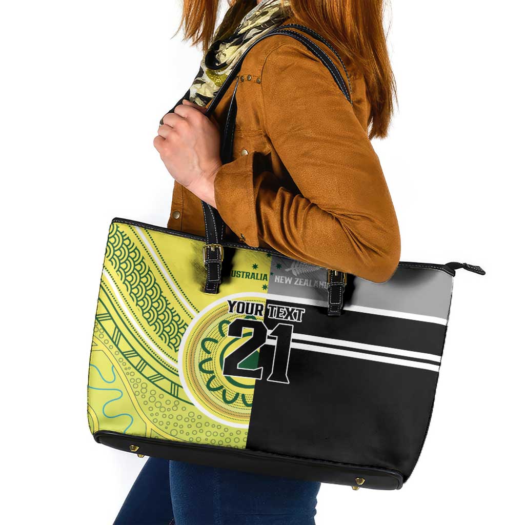 Custom Cricket AUNZ Spirit Leather Tote Bag Aussie New Zealand Retro Edition - Polynesian Pride