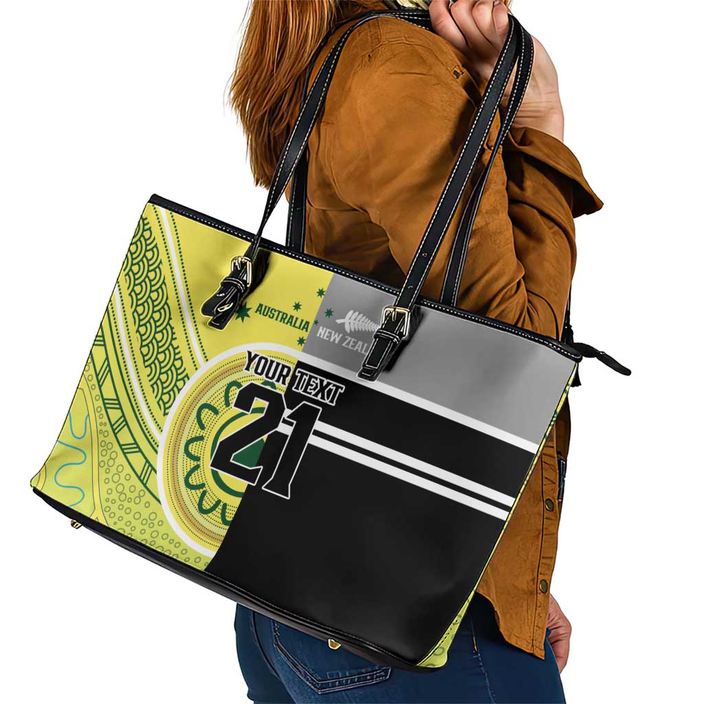 Custom Cricket AUNZ Spirit Leather Tote Bag Aussie New Zealand Retro Edition - Polynesian Pride