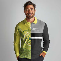 Custom Cricket AUNZ Spirit Long Sleeve Polo Shirt Aussie New Zealand Retro Edition - Polynesian Pride