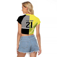 Custom Cricket AUNZ Spirit Raglan Cropped T Shirt Aussie New Zealand Retro Edition - Polynesian Pride