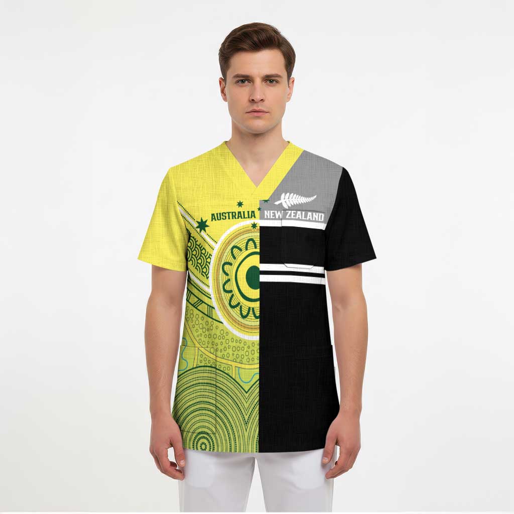Custom Cricket AUNZ Spirit Scrub Top Aussie New Zealand Retro Edition - Polynesian Pride
