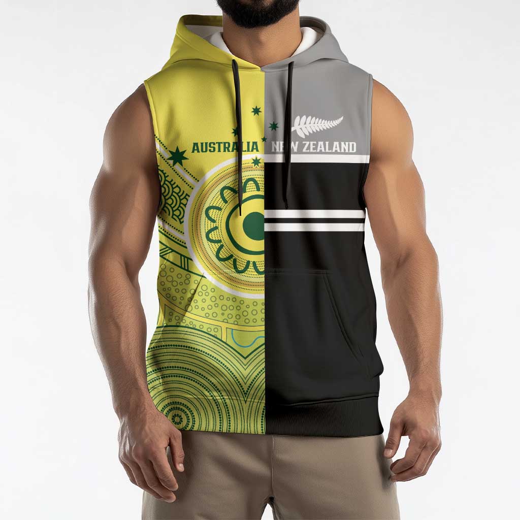 Custom Cricket AUNZ Spirit Sleeveless Hoodie Aussie New Zealand Retro Edition - Polynesian Pride