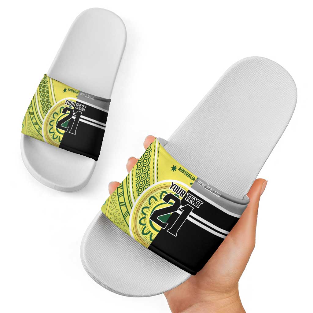 Custom Cricket AUNZ Spirit Slide Sandals Aussie New Zealand Retro Edition - Polynesian Pride