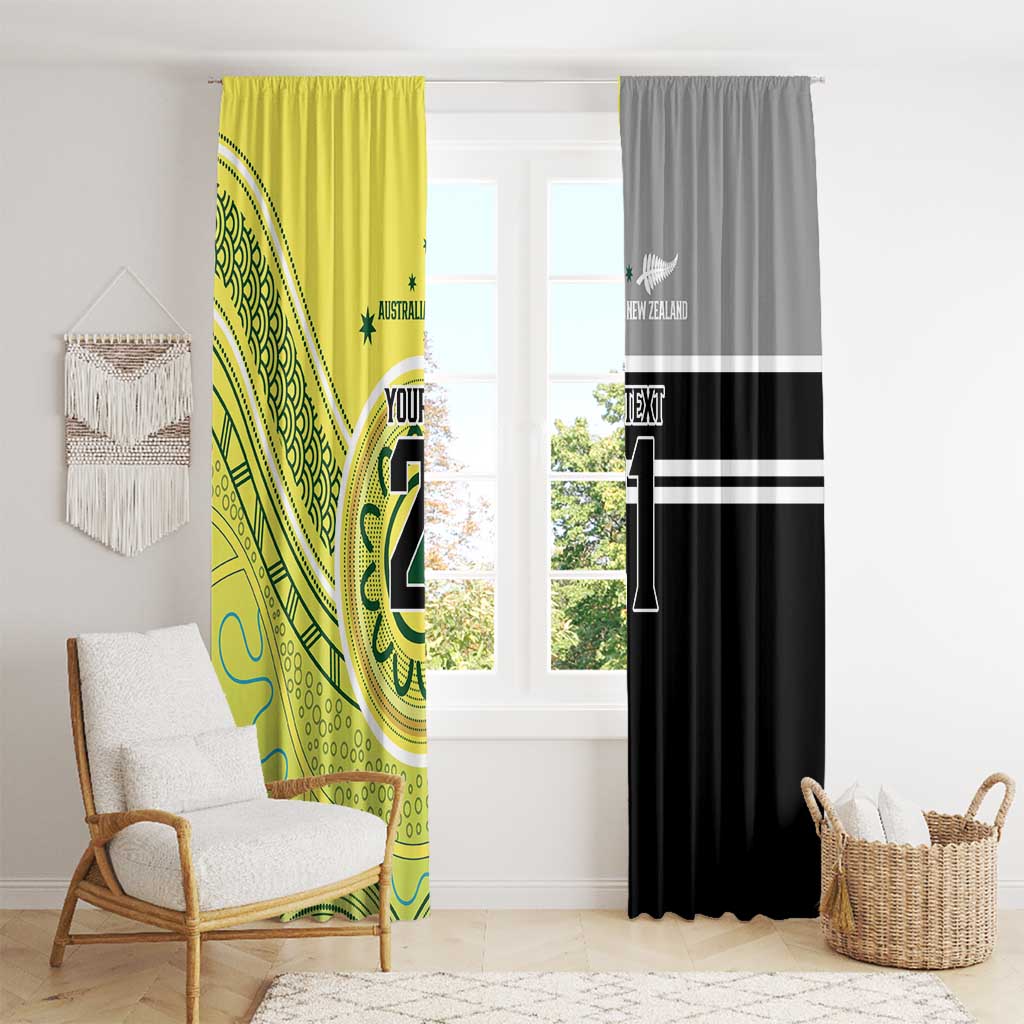 Custom Cricket AUNZ Spirit Window Curtain Aussie New Zealand Retro Edition - Polynesian Pride