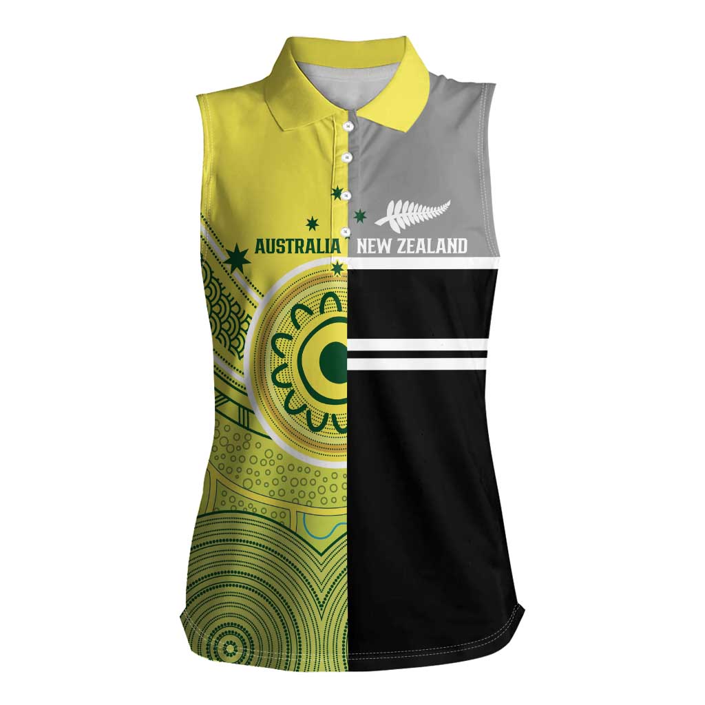 Custom Cricket AUNZ Spirit Women Sleeveless Polo Shirt Aussie New Zealand Retro Edition - Polynesian Pride
