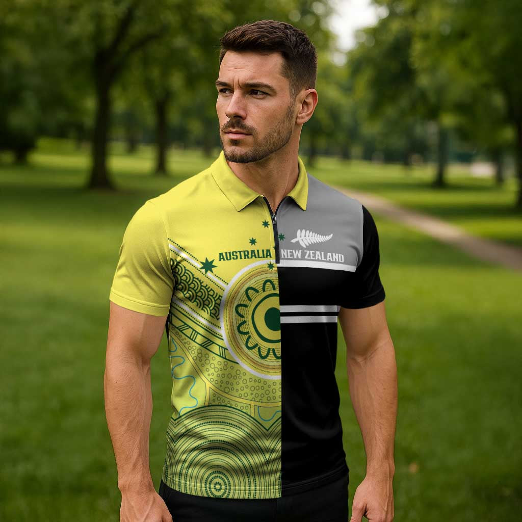 Custom Cricket AUNZ Spirit Zipper Polo Shirt Aussie New Zealand Retro Edition - Polynesian Pride