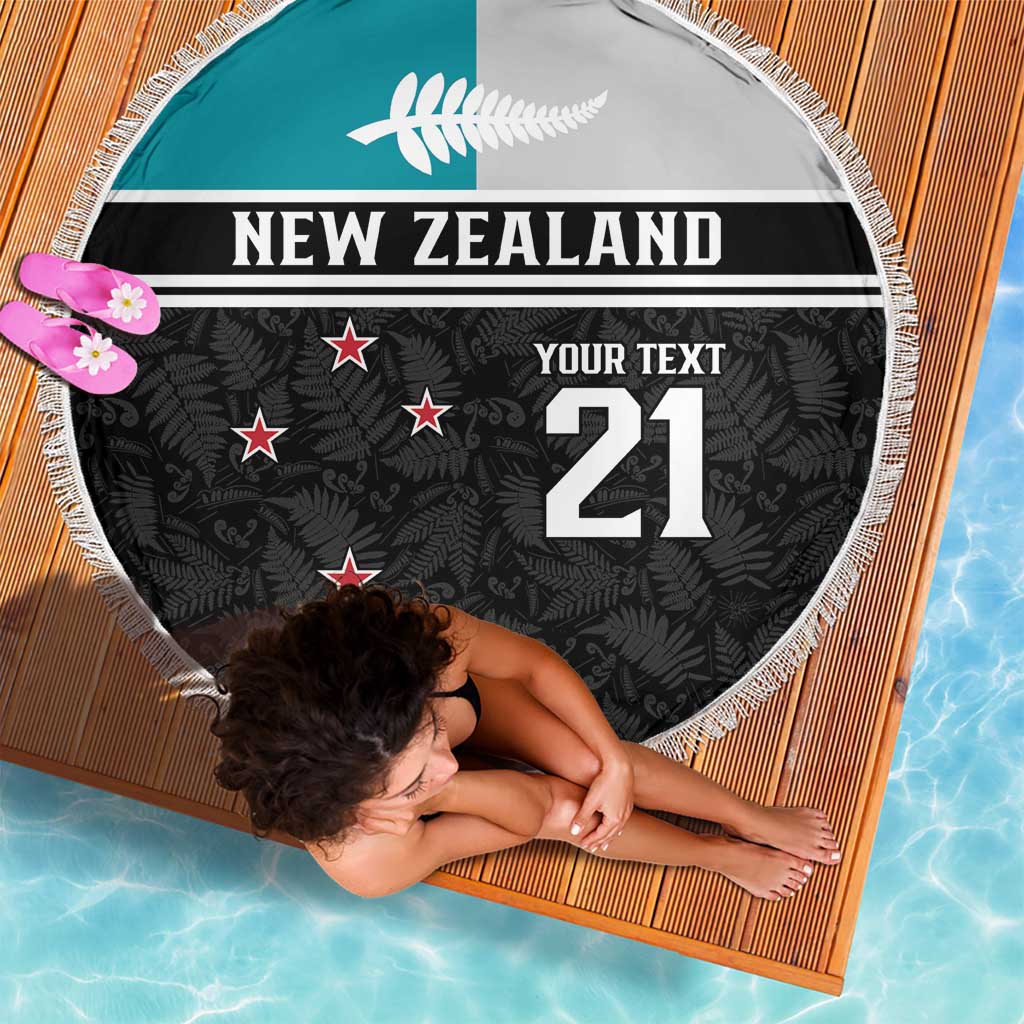 Custom NZ Cricket Pride Beach Blanket Silver Fern Fan Supporter Apparel - Polynesian Pride