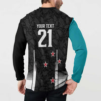 Custom NZ Cricket Pride Button Sweatshirt Silver Fern Fan Supporter Apparel - Polynesian Pride