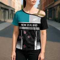Custom NZ Cricket Pride Cross Shoulder Shirt Silver Fern Fan Supporter Apparel - Polynesian Pride