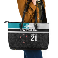 Custom NZ Cricket Pride Leather Tote Bag Silver Fern Fan Supporter Apparel - Polynesian Pride