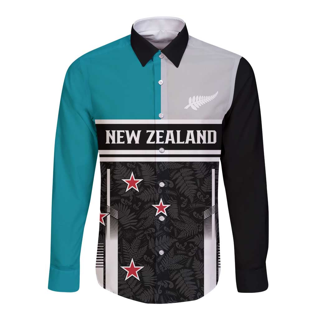 Custom NZ Cricket Pride Long Sleeve Button Shirt Silver Fern Fan Supporter Apparel - Polynesian Pride