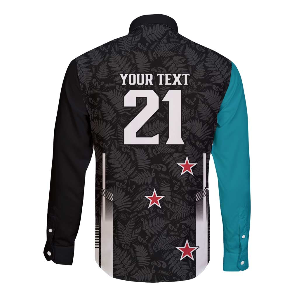 Custom NZ Cricket Pride Long Sleeve Button Shirt Silver Fern Fan Supporter Apparel - Polynesian Pride