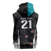 Custom NZ Cricket Pride Sleeveless Hoodie Silver Fern Fan Supporter Apparel - Polynesian Pride