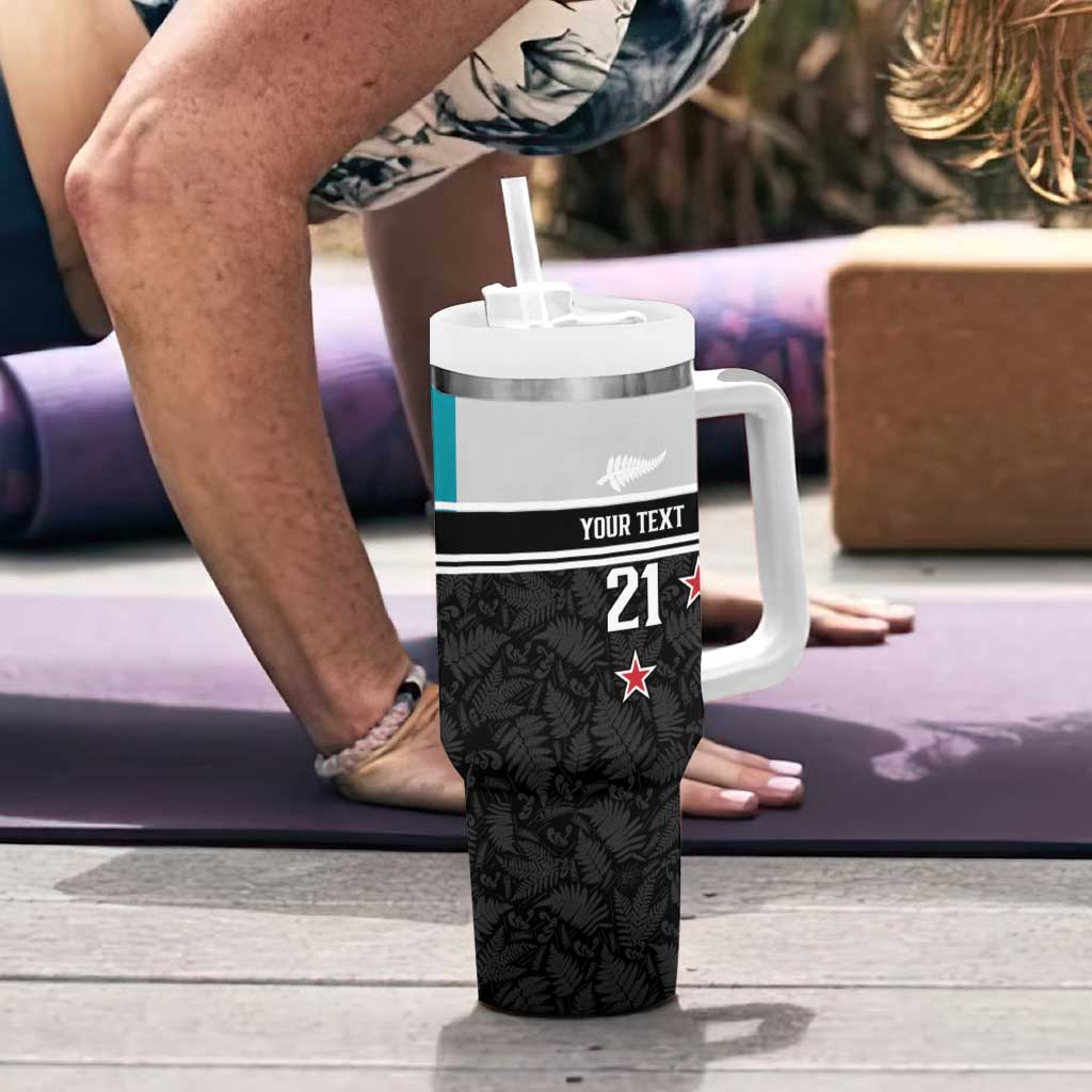 Custom NZ Cricket Pride Tumbler With Handle Silver Fern Fan Supporter Apparel - Polynesian Pride