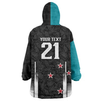 Custom NZ Cricket Pride Wearable Blanket Hoodie Silver Fern Fan Supporter Apparel - Polynesian Pride