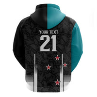 Custom NZ Cricket Pride Zip Hoodie Silver Fern Fan Supporter Apparel - Polynesian Pride