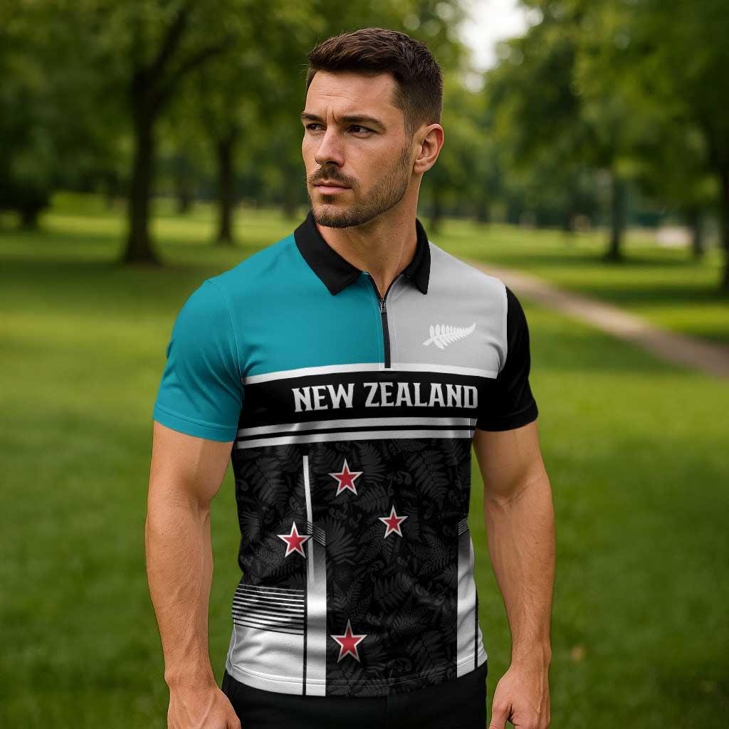 Custom NZ Cricket Pride Zipper Polo Shirt Silver Fern Fan Supporter Apparel - Polynesian Pride