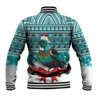 New Zealand Tui Bird Christmas Baseball Jacket Maori Inspired Knitted Patterns LT9 - Polynesian Pride