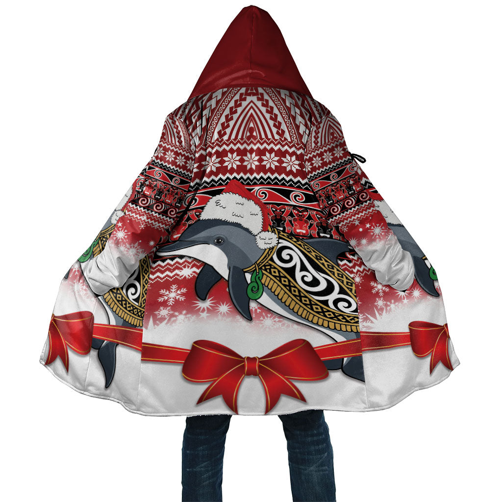 New Zealand Dolphin Terehu Christmas Cloak Maori Inspired Knitted Patterns LT9 Unisex Red - Polynesian Pride