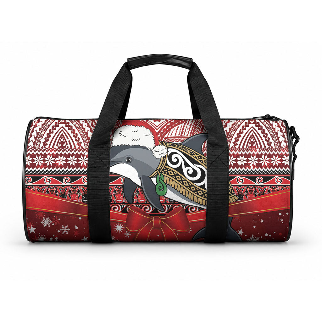 New Zealand Dolphin Terehu Christmas Duffle Bag Maori Inspired Knitted Patterns LT9 One size Red - Polynesian Pride
