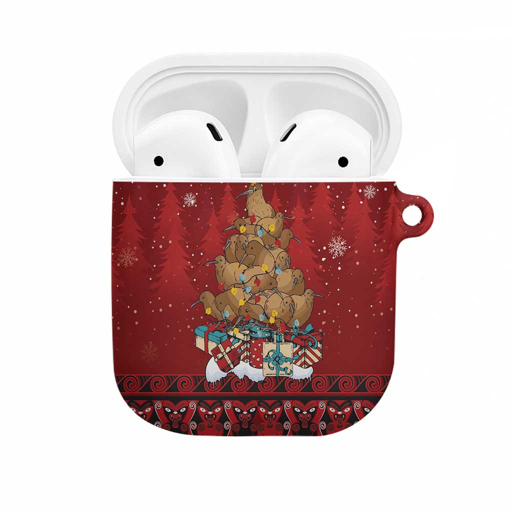 Funny Kiwi Bird Xmas Tree AirPods Case New Zealand Tribal Christmas Spirit - Polynesian Pride