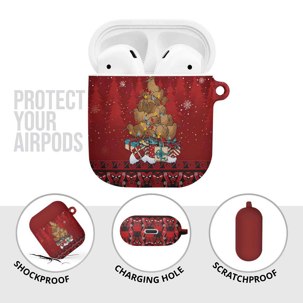 Funny Kiwi Bird Xmas Tree AirPods Case New Zealand Tribal Christmas Spirit - Polynesian Pride