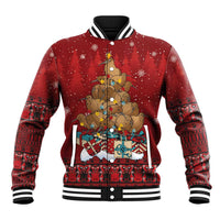 Funny Kiwi Bird Xmas Tree Baseball Jacket New Zealand Tribal Christmas Spirit - Polynesian Pride