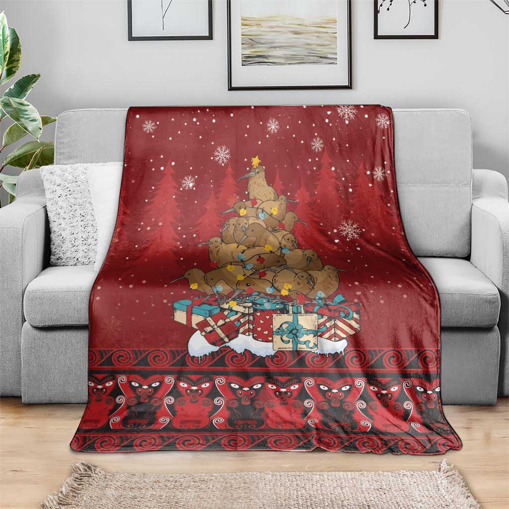 Funny Kiwi Bird Xmas Tree Blanket New Zealand Tribal Christmas Spirit - Polynesian Pride