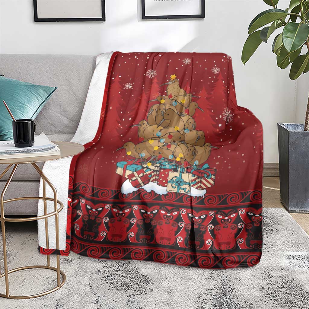 Funny Kiwi Bird Xmas Tree Blanket New Zealand Tribal Christmas Spirit - Polynesian Pride