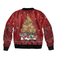 Funny Kiwi Bird Xmas Tree Bomber Jacket New Zealand Tribal Christmas Spirit - Polynesian Pride