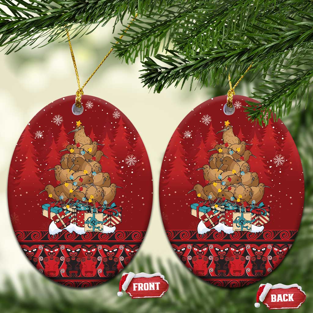 Funny Kiwi Bird Xmas Tree Ceramic Ornament New Zealand Tribal Christmas Spirit - Polynesian Pride