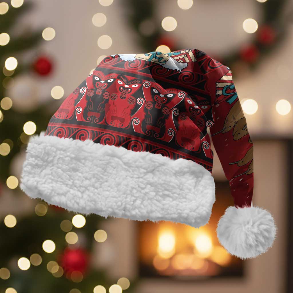 Funny Kiwi Bird Xmas Tree Christmas Santa Hat New Zealand Tribal Christmas Spirit - Polynesian Pride
