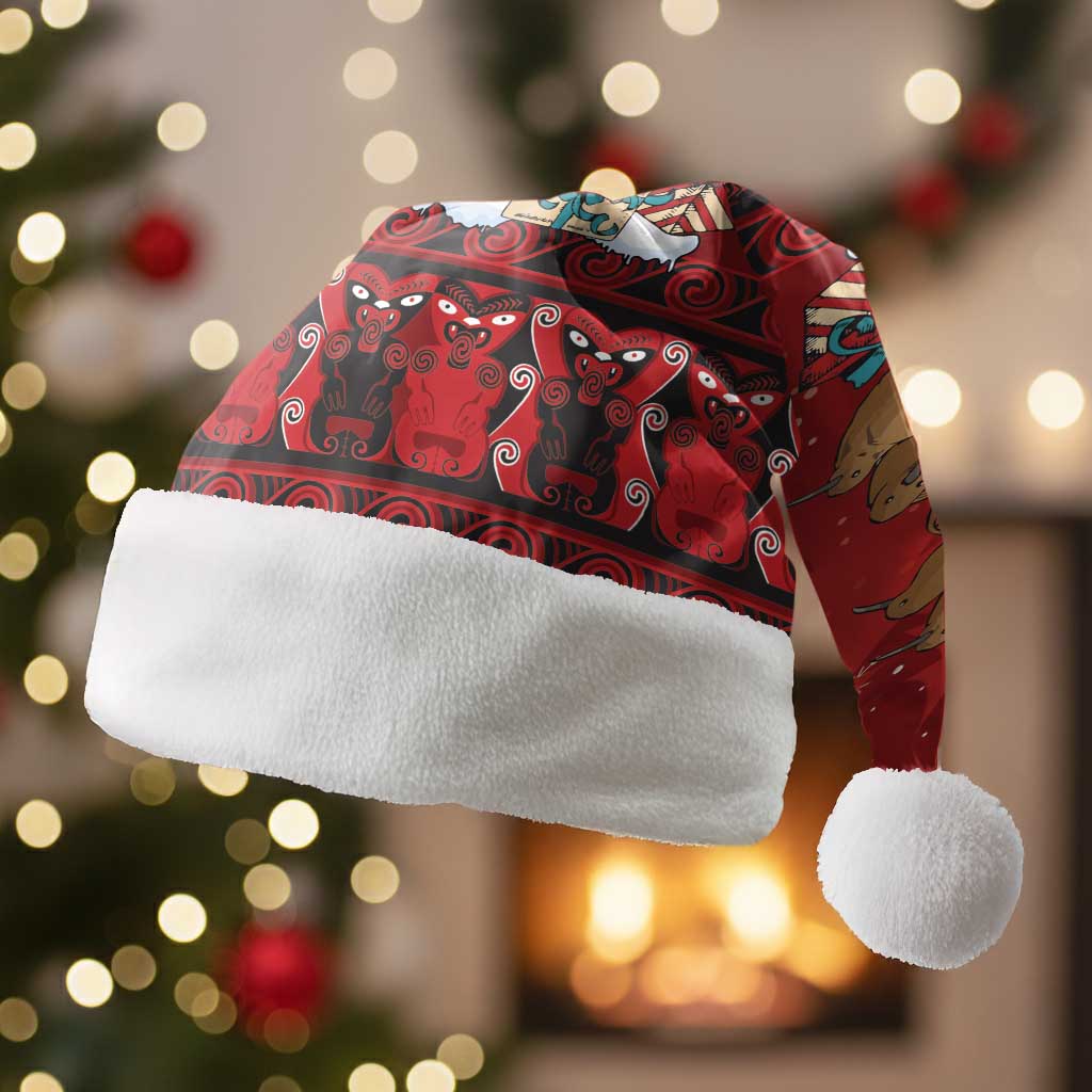 Funny Kiwi Bird Xmas Tree Christmas Santa Hat New Zealand Tribal Christmas Spirit - Polynesian Pride