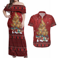 Funny Kiwi Bird Xmas Tree Couples Matching Off Shoulder Maxi Dress and Hawaiian Shirt New Zealand Tribal Christmas Spirit - Polynesian Pride