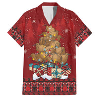 Funny Kiwi Bird Xmas Tree Family Matching Off Shoulder Short Dress and Hawaiian Shirt New Zealand Tribal Christmas Spirit LT9 Dad's Shirt - Short Sleeve Red - Polynesian Pride