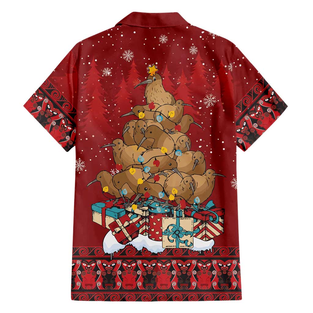 Funny Kiwi Bird Xmas Tree Family Matching Off Shoulder Short Dress and Hawaiian Shirt New Zealand Tribal Christmas Spirit LT9 - Polynesian Pride