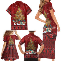 Funny Kiwi Bird Xmas Tree Family Matching Short Sleeve Bodycon Dress and Hawaiian Shirt New Zealand Tribal Christmas Spirit - Polynesian Pride