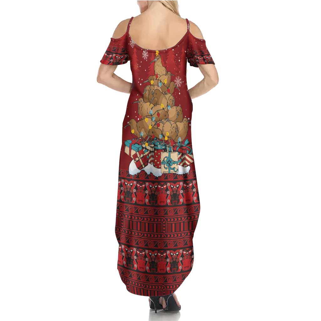 Funny Kiwi Bird Xmas Tree Family Matching Summer Maxi Dress and Hawaiian Shirt New Zealand Tribal Christmas Spirit LT9 - Polynesian Pride